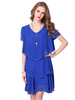Robes patineuses col en coeur manches courtes surdimensionné bleu robe évasée décontractée dété