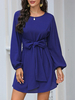 Robes patineuses femmes col bijou manches longues arcs robe évasée décontractée