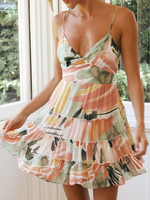 Robes patineuses sans manches fermeture éclair imprimé floral superposé mi-longue robe dété évasée décontractée