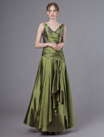 Robes pour la mère de la mariée Robe de soirée de mariage en taffetas à col en V et à col en V vert clair
