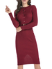 Robes pull femme robe tricotée boutons ceinture incluse manches longues col bijou robe midi transparente rouge