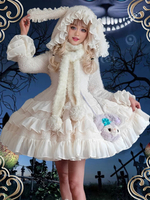 Robes Sweet Lolita à volants Noir Écru Blanc Robes gothiques Lolita dhiver