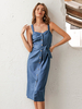 Robs Longues Femmes en Denim avec Bretelles à Col V Coupe Cintrée avec Ceinture Fermeture avec Boutons Uncolore