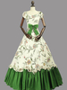 Rococo Costumes rétro Satin Marie Antoinette Costume Imprimé Fleur Robe Femmes Vêtements Vintage Déguisements Halloween