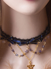 ROCOCO Style Accessoires Lolita Chaînes bleues Tour de cou en polyester Imprimé étoiles Divers