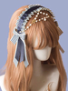 ROCOCO Style Accessoires Lolita Perles Bleues Chaînes Couvre-chef Polyester Rayures Divers