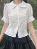 ROCOCO Style Blouses Lolita Blanc Manches Courtes Volants Haut Lolita Chemise Lolita