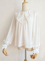 ROCOCO Style Blouses Lolita Volants Plissés Chemisier Manches Longues Haut Lolita Chemise Lolita Blanche