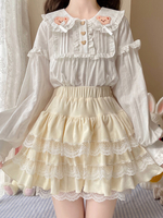 ROCOCO Style Lolita Blouses Volants Manches Longues Lolita Top Blouse Chemise Lolita Blanche
