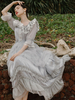 ROCOCO Style Lolita OP Robe Volants Dentelle Gris Demi Manches Robes Lolita