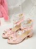 ROCOCO Style Lolita Sandales Blanc Ruffles Perles PU Cuir Peep Toe Lolita Chaussures D