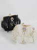 ROCOCO Style Sac Lolita Noeud Noir Strass Perles Accessoire Polyester Lolita Accessoires