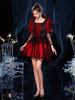 Rococo victorien Costume rétro robe noir rouge dentelle coton Cosplay Costume Halloween