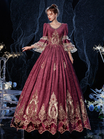 Rococo victorien rétro Costume robe bordeaux dentelle coton Cosplay Costume carnaval