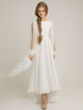 Roeb fille de fleur robe cortège enfant robe de mariage pour enfant col rond manche longue