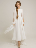 Roeb fille de fleur robe cortège enfant robe de mariage pour enfant col rond manche longue