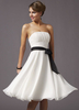 Romantique blanc Sash Satin bustier plissée Bow en mousseline de soie Homecoming robe de bal