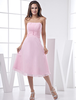 Rose belle a-ligne bretelles en mousseline de soie Satin Prom robe/Homecoming Dress Robes pour les invités de mariage