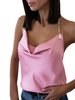 Rose Cami femmes Top sangles Chains cou polyester Sexy Camisoles