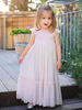 Rose clair Robes de demoiselle dhonneur Bijou Polyester Sans manches Longueur cheville A-ligne Dentelle Robes de soirée pour enfants