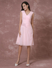 Rose demoiselle d’honneur de mousseline de soie robe courte col en v