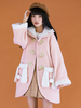 Rose Lolita Manteaux Dentelle Pom Poms Pardessus Polyester Bloc De Couleur Hiver Lolita Outwears