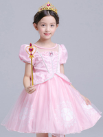 Rose Robe Des Filles Robe de Princesse Fille Enfant Cadeau Costume De Cosplay Déguisement Carnaval Halloween