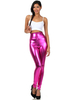 Rose rouge Leggings brillant métallique Skinny Pants pour femmes Déguisements Halloween