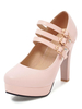 Rose Talons Hauts Femmes Boucle Damande Détail Mary Jane Chaussures