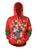 Rouge De Noël Sweats À Capuche Top Motif De Noël Fêtes Casual Costumes