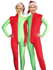Rouge et vert dun couple de Noël Zentai Suits Déguisements Halloween