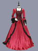 Rouge rétro Costumes femmes Marie Antoinette Costume dentelle volants Polyester tunique robe rétro fête robe de bal