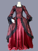 Rouge rétro Costumes volants Polyester Marie Antoinette Costume imprimé fleuri robe tunique rétro femme robe de bal