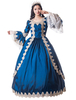 Royal Blue Retro Costumes Femmes Dentelle Matte Satin Pageant Robe Vintage Style Victorien Vêtements Déguisements Halloween