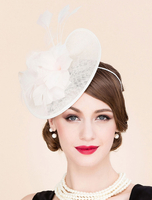 Rétro Chapeau Fleurs Déguisements Halloween Costume Accessoires Blanc Vintage Femmes Plissé Royal Headpieces