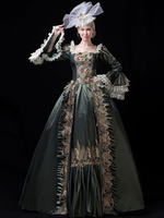 Rétro Costumes 2021 Femmes Dentelle Volant Bordé Robe Baroque Style Marie Antoinette Costume Masquerade Robe de Bal Déguisements Halloween