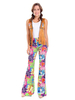 Rétro Disco Costume Déguisements Halloween des années 1970 Starflower Hippie Femmes Glands Floral Imprimé Pantalon Top Gilet 3 Pièce Déguisement Années 80