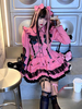 Ruffles Bows Lolita Blouses Chemisier à manches longues Lolita Top Color Block Pink Lolita Shirt