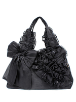 Sac à main classique Lolita Sac lolita style victorien avec noeud noir et volants Déguisements Halloween