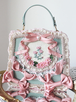 Sac à main en cuir PU vert clair avec nœuds appliqués sac à main en cuir PU accessoires Lolita