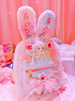 Sac à main rose doux Lolita Bunny Polyester Bows Lace Daily Casual Sac à dos Lolita