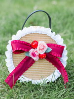 Sac à main Sweet Lolita Arcs Fleurs Arc Ruffles Sacs de paille Accessoires Lolita Déguisements Halloween