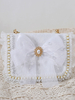Sac à main Sweet Lolita Bow Perles blanches Bows Sac à bandoulière en dentelle PU Cuir Accessoires Lolita