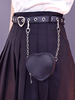 Sac banane gothique Lolita Oeillets Détails en métal Ceinture métallique Cuir PU Divers Sac Lolita noir