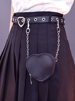Sac banane gothique Lolita Oeillets Détails en métal Ceinture métallique Cuir PU Divers Sac Lolita noir