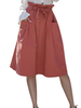 Sac en papier Jupe Boutons Taille Haute Jupe Midi Femme Avec Poches