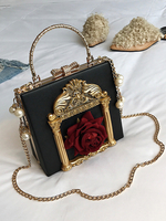 Sac gothique Lolita avec chaînes roses et perles appliquées sac à main en cuir PU accessoires Lolita