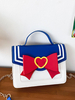 Sac Lolita Bleu Royal Nœud Rouge En Cuir PU Accessoires Lolita