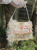 Sac Lolita de Style pastoral sac à bandoulière en Polyester rose avec nœuds appliqués en Fiber de Polyester accessoires Lolita