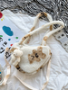 Sac Lolita doux blanc court en peluche en faux suède motif ours en peluche accessoires Lolita